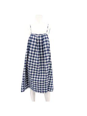 Sleepy Jones Gingham Midi Cami Dress Coastal Oversized Pocket Cottage USA Large